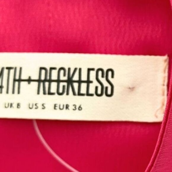 4TH + RECKLESS FUCHSIA PINK SLEEVELESS SIDE SLIT SATIN EVENING DRESS - S - Picture 8 of 11
